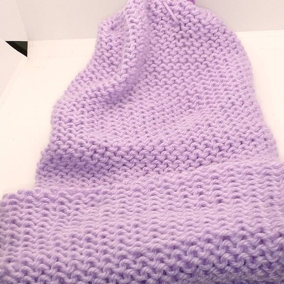 Hand Crafted Knit Unisex Hat Lavender Winter Warm Beanie Slouchy Ski Cap - Picture 3 of 9